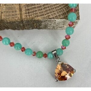 Artisan Sterling Silver Sea Blue Quartz Necklace Citrine? Jerome Arizona